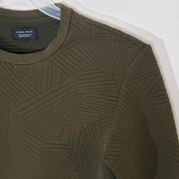 Zara Olive Green Crewneck Sweatshirt Size S - Picture 3 of 6